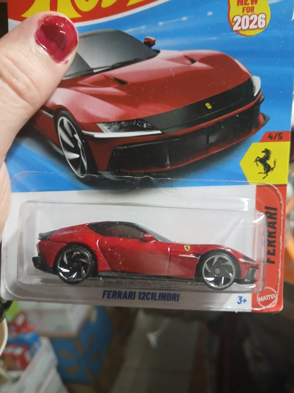 the Hot Wheels Ferrari 12Cilindri 1:64 scale die-cast car in red, designated as